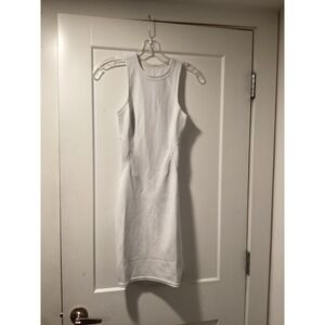 Lululemon White Ribbed Racerback Mini Dress Size 0 Bodycon Sporty Sleeveless